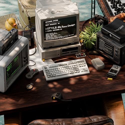 R3 Retro Wireless Mechanical Keyboard, 80% Tkl Hot Swappable Rgb Tactile Super Brown Switch, Qmk Tri-Mode(2.4 Ghz/Bluetooth/Wired), Compatible With Mac Pc Linux