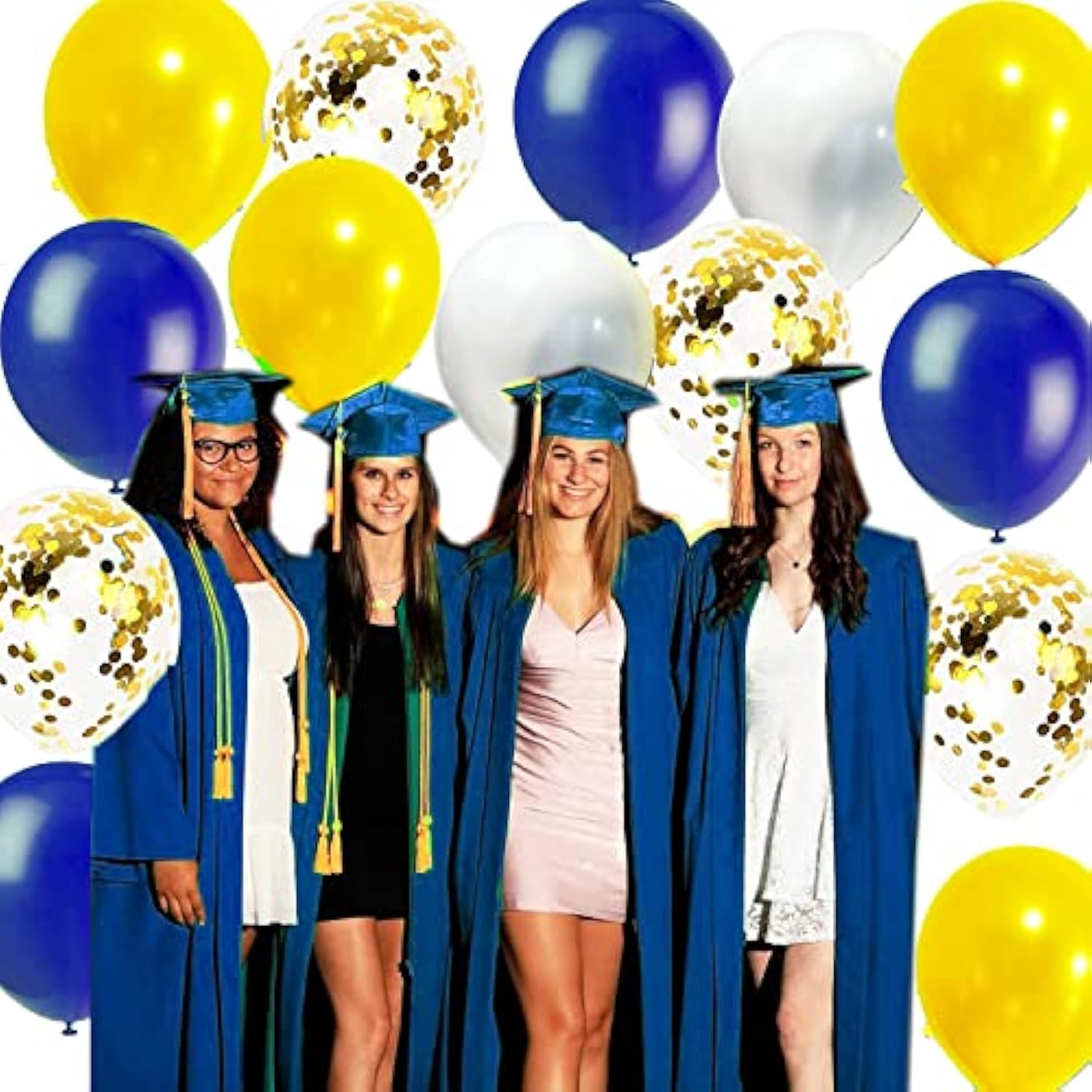 20pcs Blue & Yellow Graduation Balloons – Class of 2025 Party Decor, Birthday, Michigan Theme