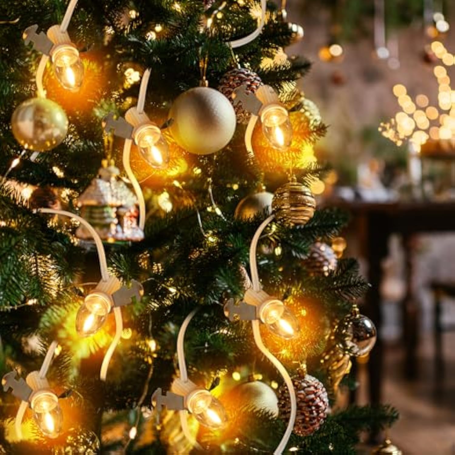 Christmas Village Lights With 10 Led Light Bulb, Snow Village Lights C7 With Clips For Christmas Halloween Cabin, For Ho