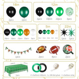 148Pcs Football Balloon Garland Arch Kit, Green Black Brown White Balloons With Foil Footballs, Mylar Stars, Tablecloth, Game Time Banner For Birthday,Super Bowl, Sports Party Decorations