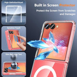 For Samsung Galaxy Z Flip 7 Case,Z Flip 7 Case [Built-In Screen Protector] [Compatible With Magsafe] Transparent Magnetic Shockproof Clear Back Slim Fit Protective Rugged Phone Cover(Clear)