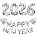 32in Silver 2026 Number Balloons Happy New Year Foil Party Decorations