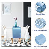8 Pack Light Blue Dot Tablecloth & Satin Runner Set for Parties  Evens