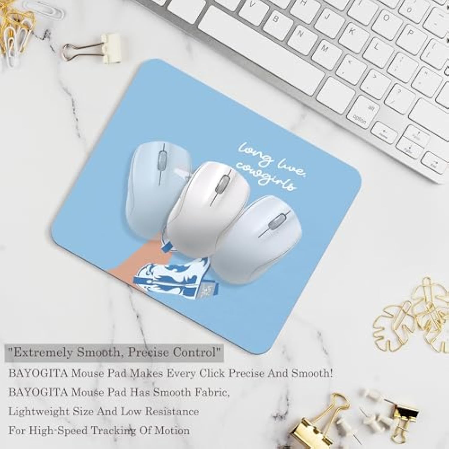 Western Blue Mouse Pad - Long Live Cowgirls Mousepad, Cowgirls Boots Office Mouse Pad, Blue Preppy Desk Mousepad, Gifts For Employees, Western Coworker Gifts, 9.5X8 Inches