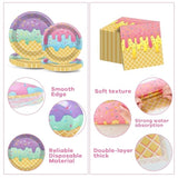 132Pcs Ice Cream Party Decorations Set Ice Cream Party Supplies Tableware Kit Paper Plates, Napkins, Tablecloth,Banner For Kids Girls For Party , Birthday, Baby Shower Serve 25