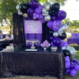 Purple And Black Balloons, 67Pcs 12 Inch Purple Black Silver Latex Balloons For Birthday Graduation Bridal Shower Halloween Party Decorations