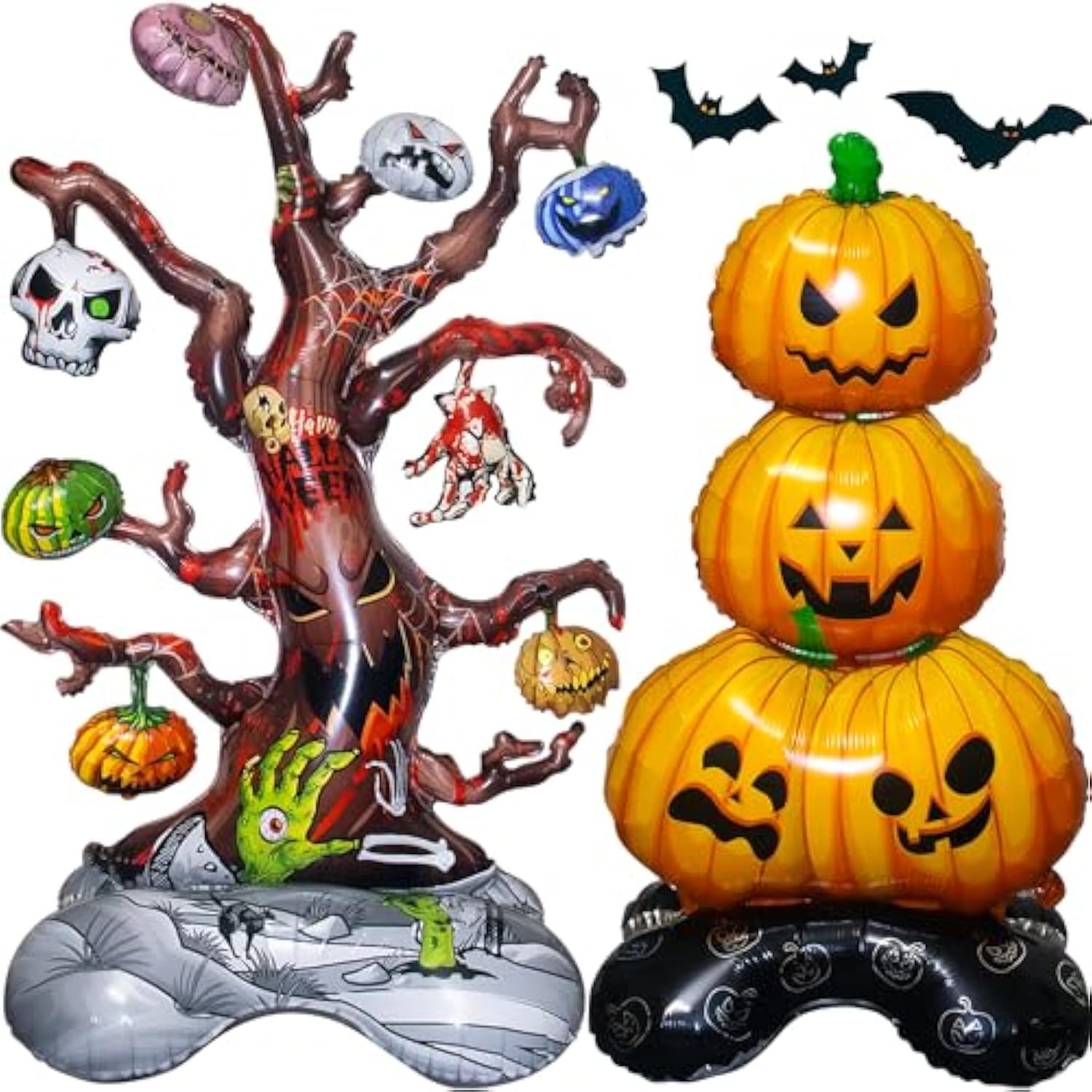 2Pc Extra Large Halloween Foil Balloons – Pumpkin & Dead Tree Decorations