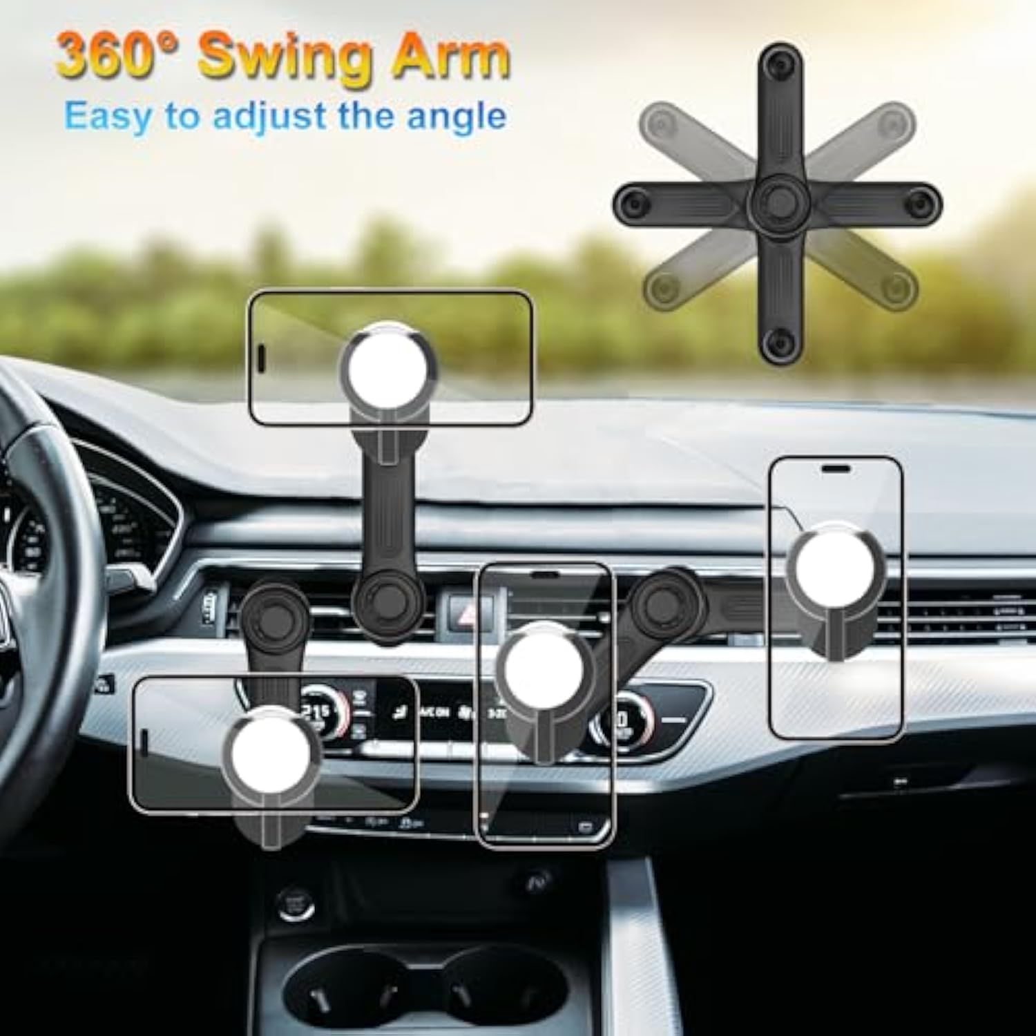 Car Phone Holder For Socket Mount, Air Vent Car Phone Holder For Pop Grip [Never Blocking] Ac Vent Clip Phone Mount 360° Adjustable Works With Popsocket Car Mount For Iphone Samsung All Smartphones