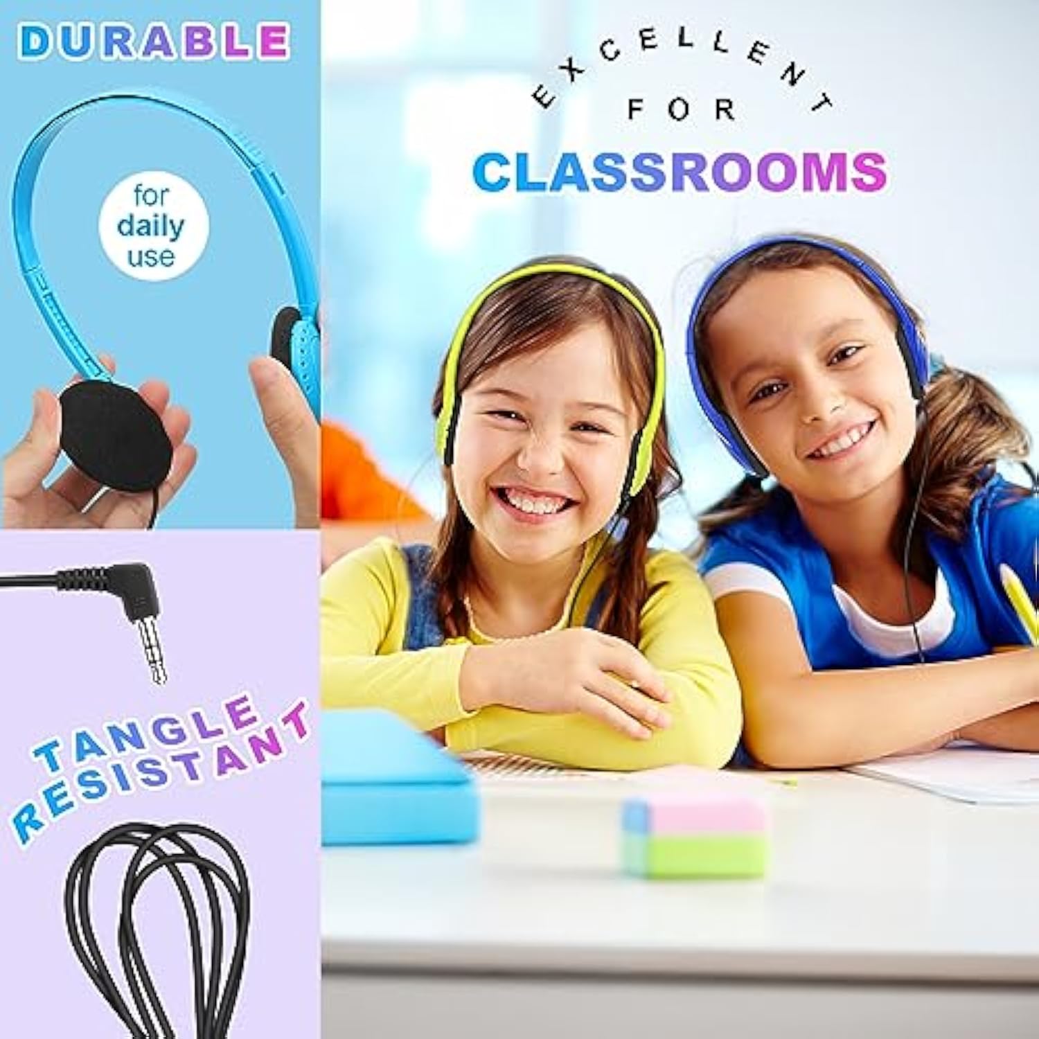 8 Pack Kids Headphones Bulk For School Classroom Kids, Class Set Headphones Fo