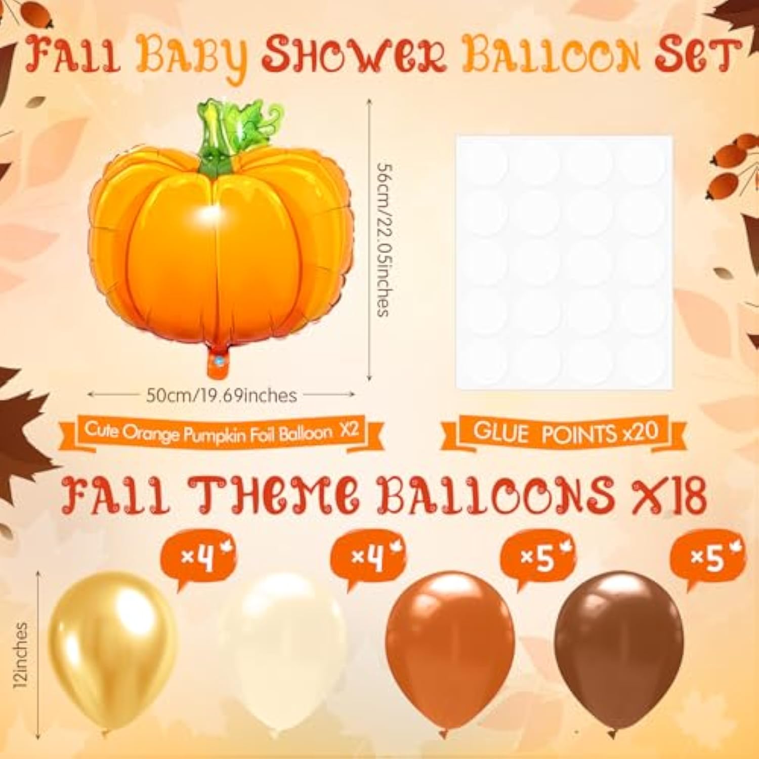 Fall Balloon Pumpkin Foil Stand Kit Table Centerpiece Boho Wedding Birthday