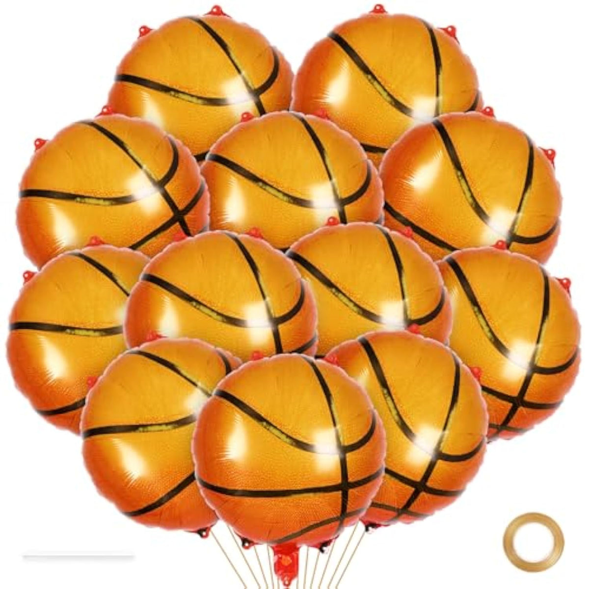 12 Pcs Basketball Balloons,18 Inch Basketball Party Foil Balloons,Sports Mylar Balloons Basketball Birthday Decorations For Basketball Party Sports Theme Party Supplies (Basketball)
