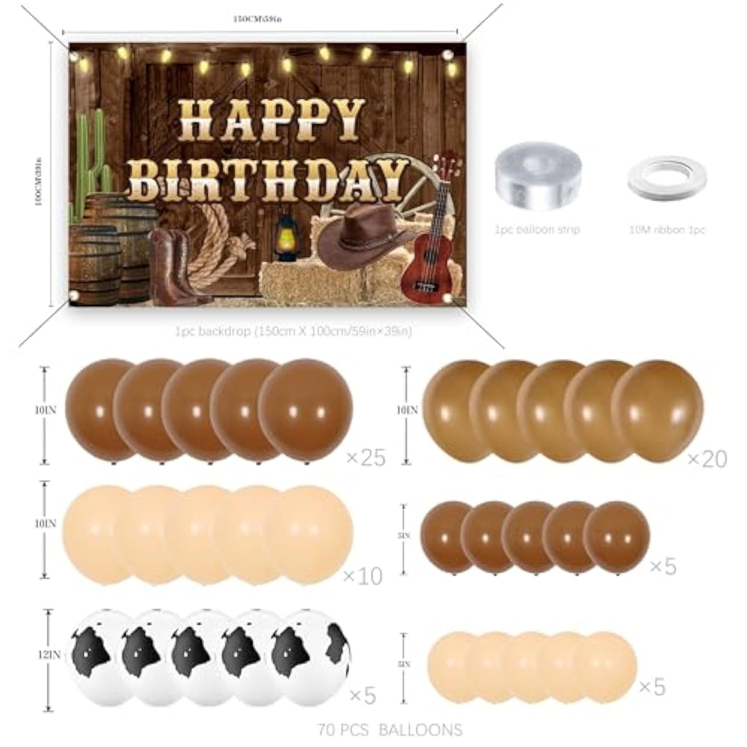 Wild West Cowboy Party Set Balloon Arch Garland Western Backdrop Balloons