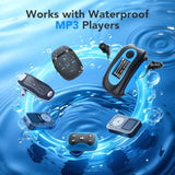 AGPTEK IPX8 Waterproof in-Ear Earphones, Coiled Cable Swimming Earbuds with Stereo Audio Extension Cable, Wired,Black