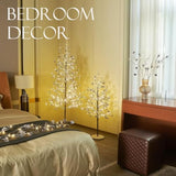 Lighted Flocked Tree With Pine Cone 4Ft With Timer And Dimmer, Twig Tree Lights With Lights For Home Christmas Decoration Indoor Outdoor