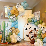 153PCS Green Cow Balloon Arch Kit for Farm, Western, Baby Shower & Cowboy Parties
