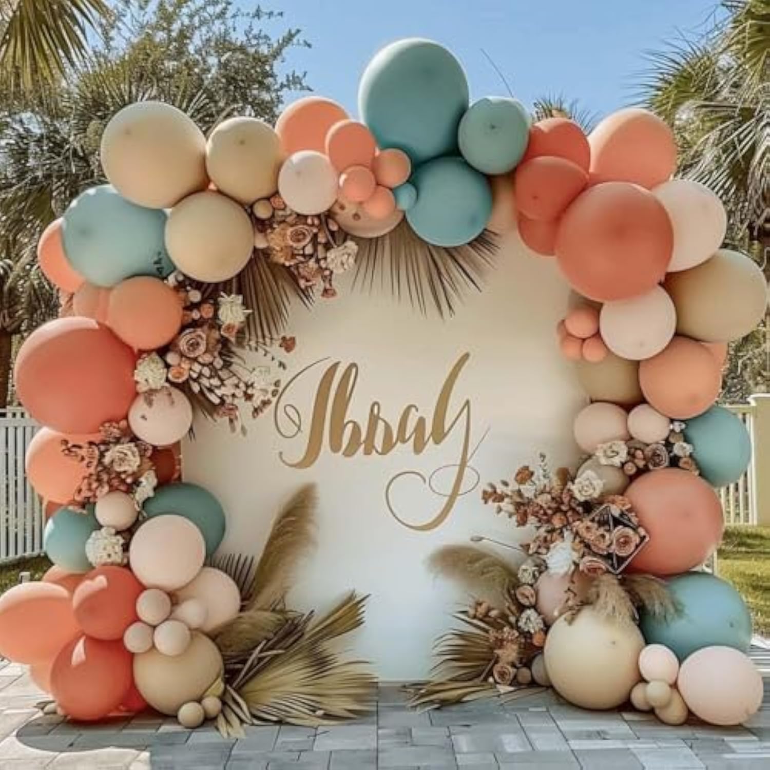 Dusty Pink & Blue Balloon Arch Kit: Boho Baby Shower Decor