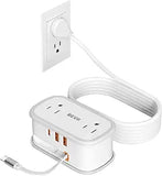 Travel Power Strip with Retractable USB C Cable 2 AC Outlets 3 USB Ports
