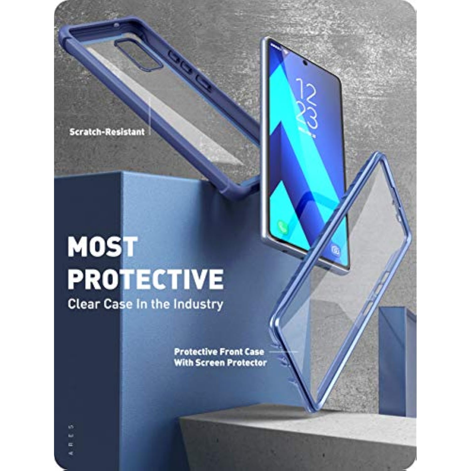 i-Blason Ares Case for Samsung Galaxy A71 5G Case [ Not for Galaxy A71 4G Version & A71 5G UW Version], Dual Layer Rugged Clear Bumper Case with Built-in Screen Protector (Blue)