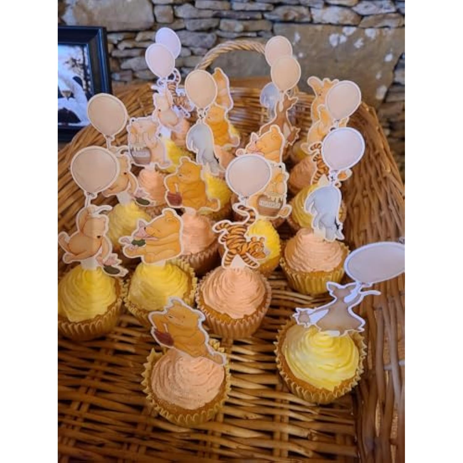 25Pcs Winnie Cake Topper And Cupcake Toppers Kit For Baby Shower Decorations Boys Pooh Birthday Cake Decorations Oh Baby Party Supplies