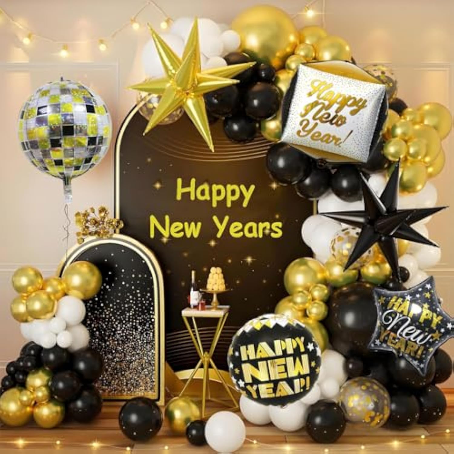 7pc 22in Happy New Year 2026 Foil Balloons Disco Party Decorations