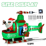 6.5Ft Christmas Inflatable Helicopter Santa Claus Yard Decoration With Rotating Propeller, Built-In Led Lights, Blow Up