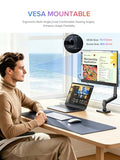 Portable Monitor 15.6", 125% Srgb 1080P Laptop Monitor, 350 Nits, 2000:1 Contrast Ultra-Slim Display, Usb-C & Mini Hdmi, Vesa & Case, Travel Second Screen For Computer, Mini Pc, Game Consoles