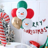 4 Christmas Table Centerpieces Snowman Balloon Stands Red Green Gold Balloons