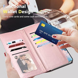 for  Galaxy S26 Ultra Wallet Case for Womwn Grils, PU Leather Flip Cover with Card Holder Kickstand Wrist Strap Shockproof Phone Case for
