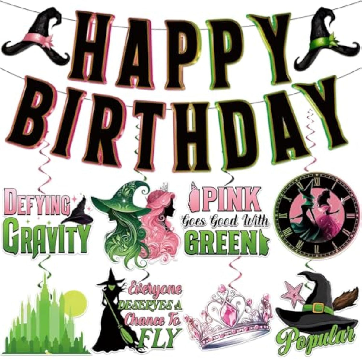 Movie Birthday Decorations Banner Hanging Swirls, Movie Theme Happy Birthday Decorations, Party Supplies For Girl Boys