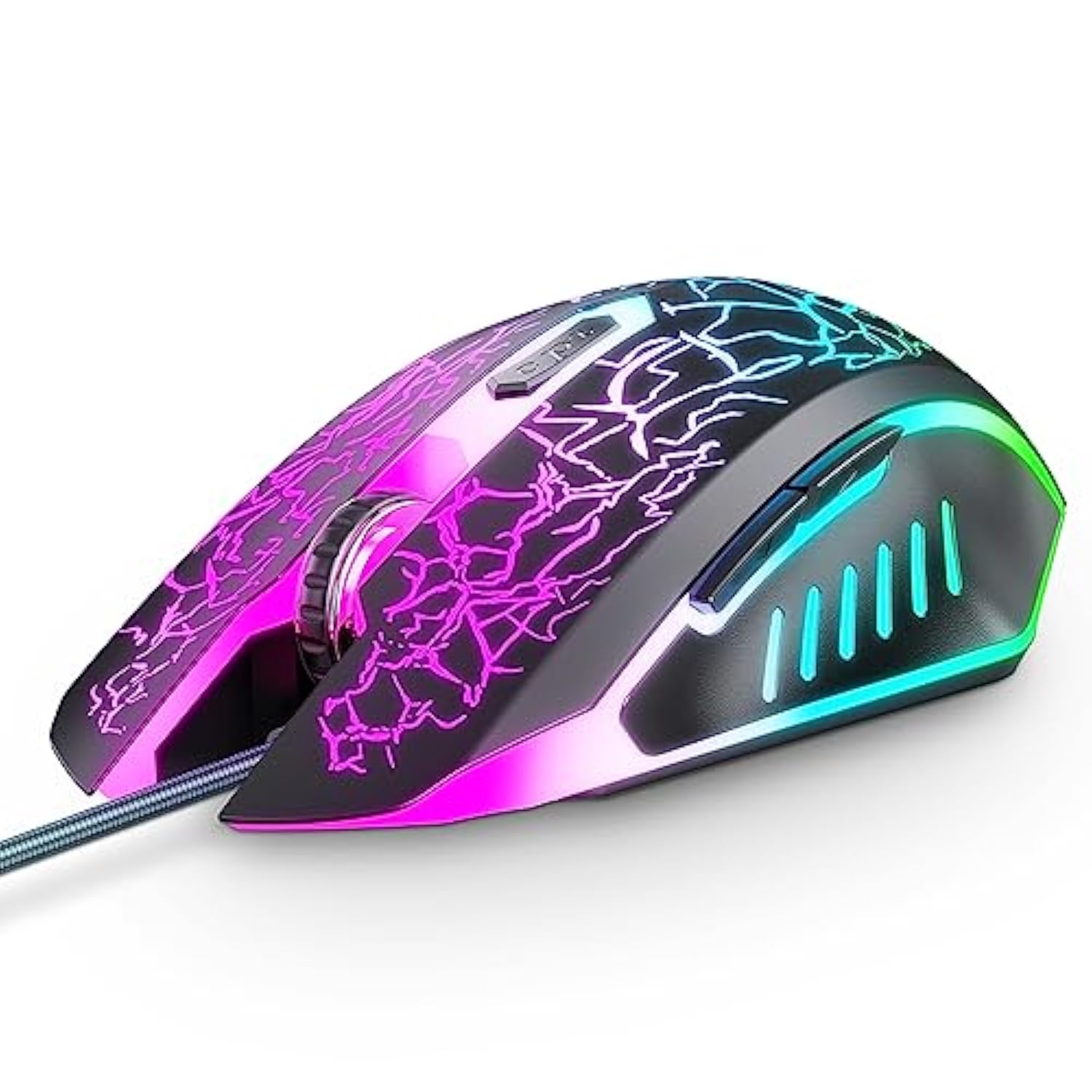 Wired Gaming Mouse, Computer Mouse Ergonomic Mice With 7 Led Lights Rgb Backlit, 6 Programmable Buttons, 4 Adjustable Dpi For Laptop Pc Gamer Desktop Chromebook Mac Games-Black