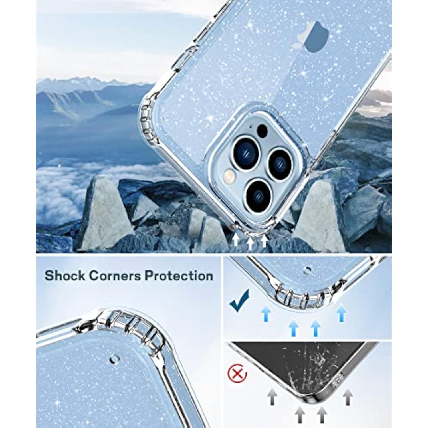 Clear Glitter Design iPhone 13 Pro Case for Protection and Style