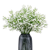 White Babys Breath Artificial Flowers Bulk, 10 Pcs Long Stem Fake Gypsophila For Wedding Bouquets Floral Arrangement Home Office Table Decoration