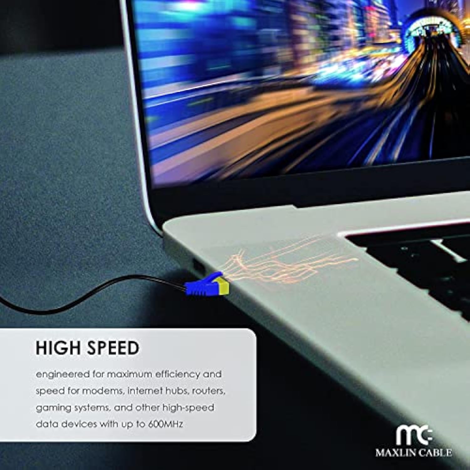 Cat 7 Ethernet Cable, 50 Ft Rj45 600 Mhz, Heavy Duty Indoor Outdoor Gaming Lan