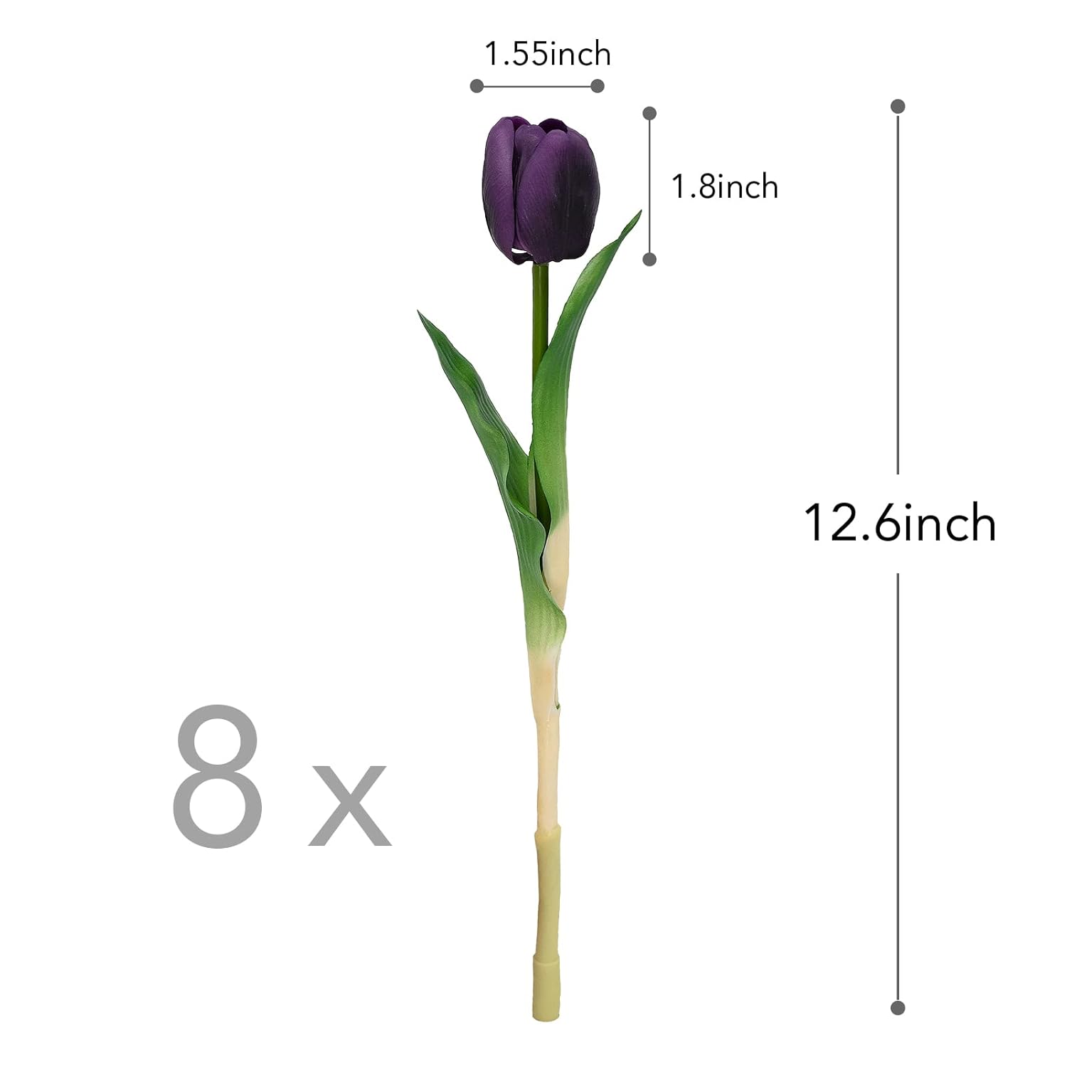 Artificial/Fake/Faux Flowers - Tulip Purple 8Pcs For Wedding, Home, Party, Restaurant