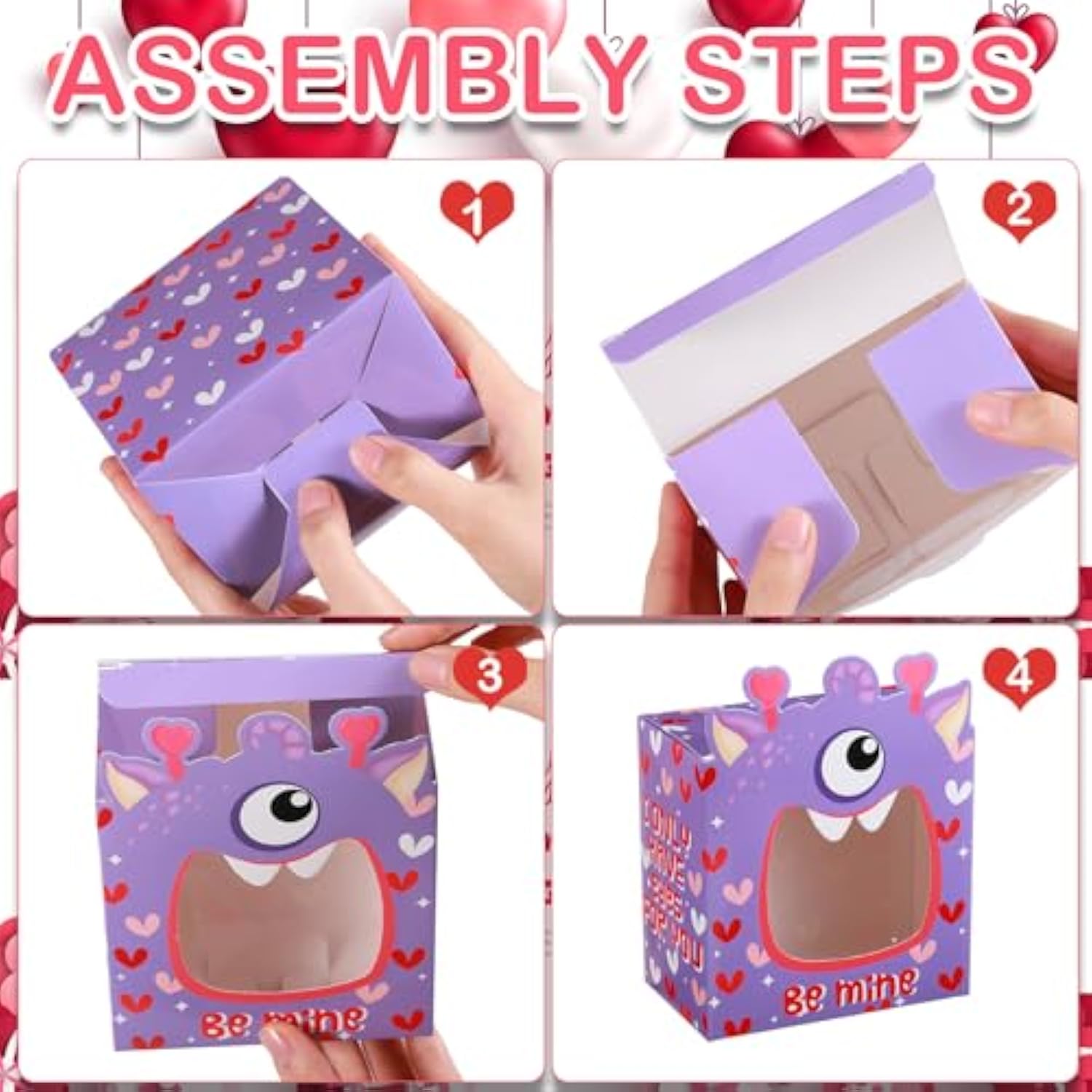 48 Pcs Valentine‘S Day Bakery Treat Boxes With Pvc Window Monster Valentines Cookie Cupcake Boxes For Wedding Sweet Day School Classroom Prize Party Favors Supplies