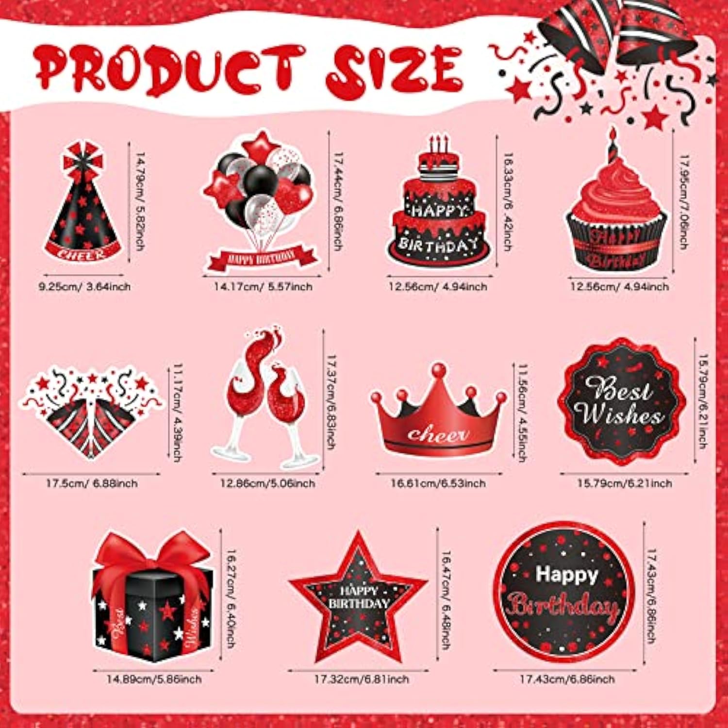 30 Pcs Red And Black Happy Birthday Hanging Swirls Party Decors Birthday Party Hanging Swirl Decorations Red Streams Ceiling Decors For Party Decorations Supplies