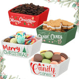 4 Pcs Mini Christmas Candy Dish Ceramic Candy Bowls Serving Trays Merry Christmas Tree Canes Dishes Farmhouse Home Table Decoration For Xmas Holiday Snacks Cookie Housewarming Gift
