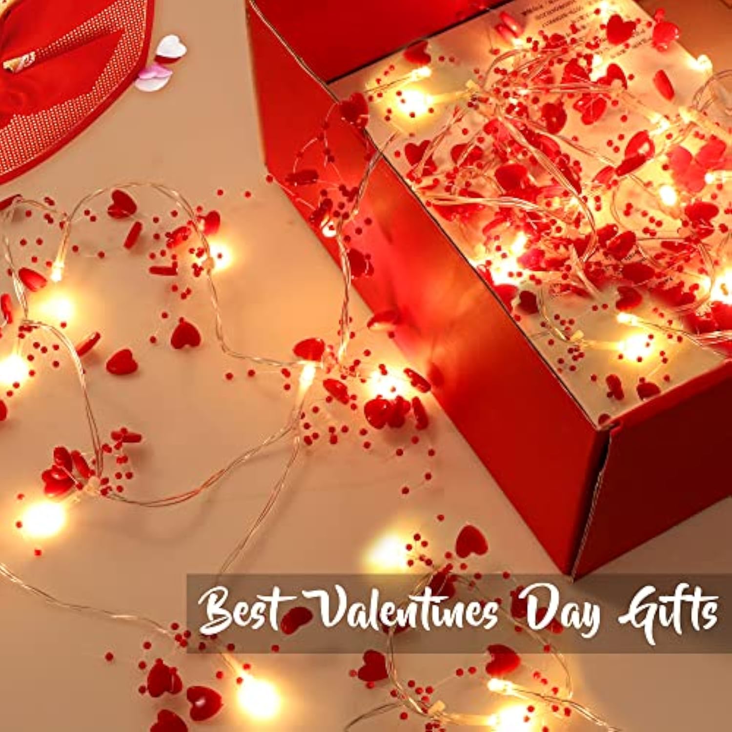 Valentine'S Day Decor 10Ft 30 Led Garland With Lights Red Heart Lights String Battery Operated, Valentine'S Day Lights For Mantle Tree, Romantic Valentines Day Decoration For Home Bedroom