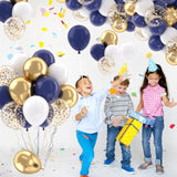 50Pcs Navy Blue & Gold Balloons Set - 12 Inch Metallic Confetti Latex for Party Decor