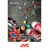 PURPLE GUMY In ear earbuds with stay fit ear tips and MIC. Wired 3.3ft colored cord cable with headphone jack. Small, medium, and large ear tip earpieces included. JVC GUMY HAFX7MV