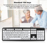 Large Print Keyboard, 104 Keys Wired Usb High Contrast Keyboard With Oversized Print Letters For Visually Impaired Low Vision Individuals(Black)
