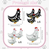 8 Pc Walking Chicken Balloons (4 White, 4 Black) for Farm Animal Birthday/Shower