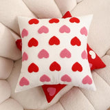 Valentines Day Throw Pillow Covers 18X18 Set Of 2 Heart Love Couples Decorations Embroidery Cushion Covers Home Decor For Couch Girlfriend Sofa Bedroom, White Red Pink
