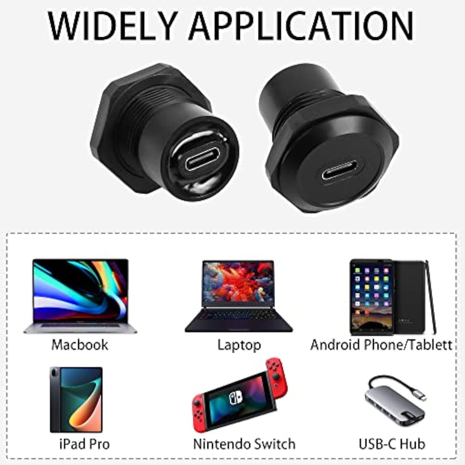Usb C Panel Threaded Fixed Mount Coupler Converter Adapter Usb 3.1 Type C Fema