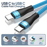 Usb C To Usb C Cable 10Ft 4-Pack, Usb C Charger Cable 60W Nylon Braided Compatible For Phone 15/15 Pro/15 Pro Max, Macbook Air/Pro, Samsung Galaxy S23/S22 Ultra, Switch
