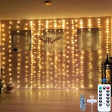 300Led Fairy Curtain Lights, 9.8X9.8Ft Warm White Usb Plug In 8 Modes & Timer Christmas String Hanging Lights With Remot