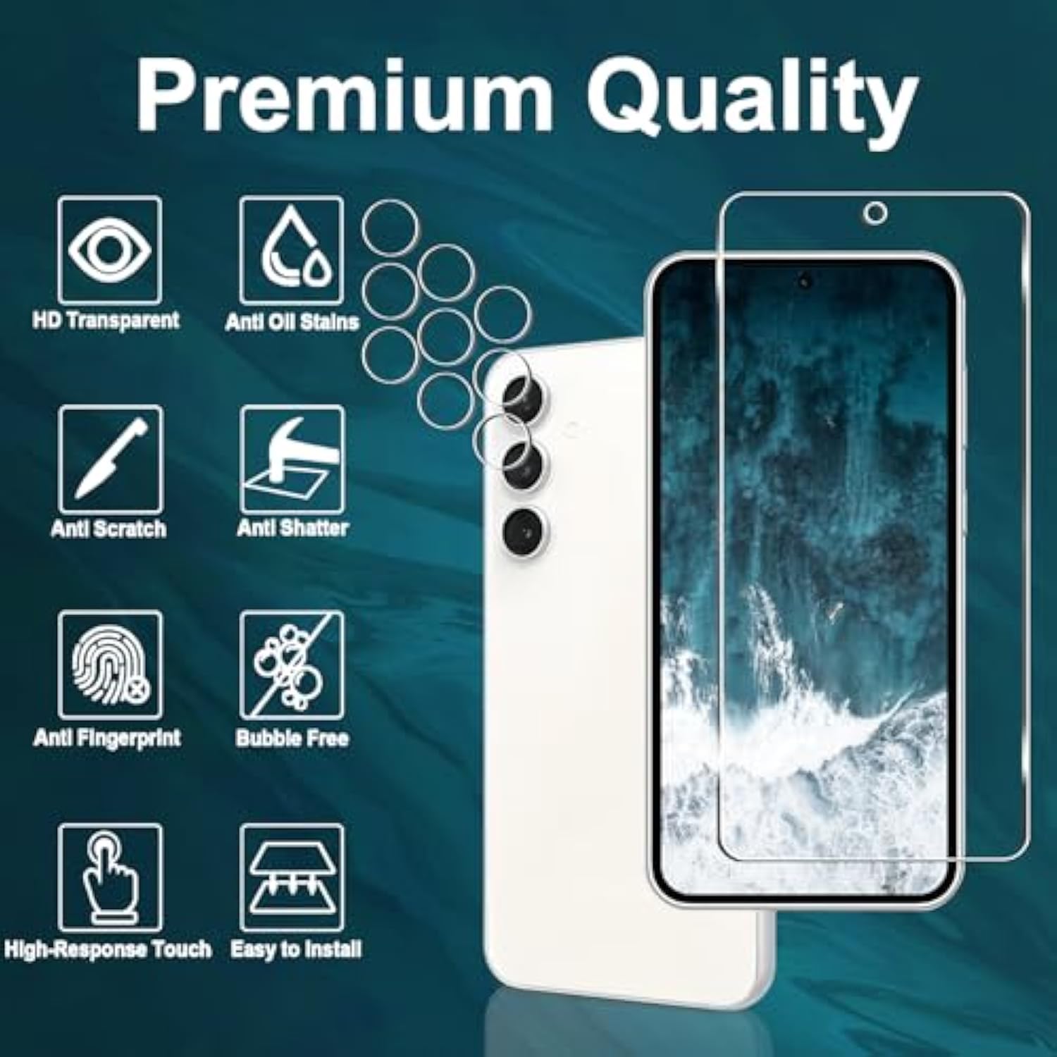 [3+3 Pack] Galaxy S23 Fe Screen Protector + Camera Lens Protector, 9H Hardness, Scratch Resistant, Easy Installation, Bubble Free, Hd Tempered Glass For Samsung Galaxy S23 Fe