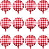 50 Pieces 18 Inches Checkerboard Balloons Aluminum Foil Balloons Party Decorations For Summer Picnic Bbq Party Decor Birthday Holiday Racing Themed Supplies(Red, White)