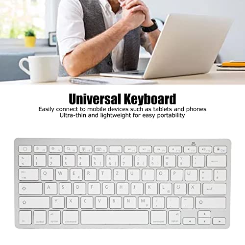 Bluetooth Keyboard - Qwertz German Layout, Slim, Silent, Stable Connection For Ios, Android,