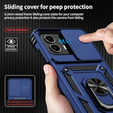 For Moto G Power 5G 2024 Case With Camera Lens Cover Hd Screen Protector, 10 Ft Grade Drop Protection, Magnetic Ring Holder Kickstand Protective Phone Case, Navy Blue
